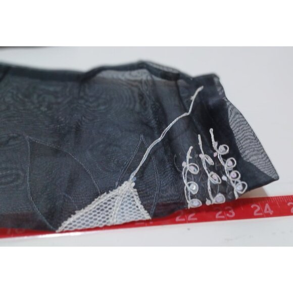 Sheer Black Embroidered Womens L Top Floral Art to Wear Boho Whimsigoth Indie - Picture 7 of 7
